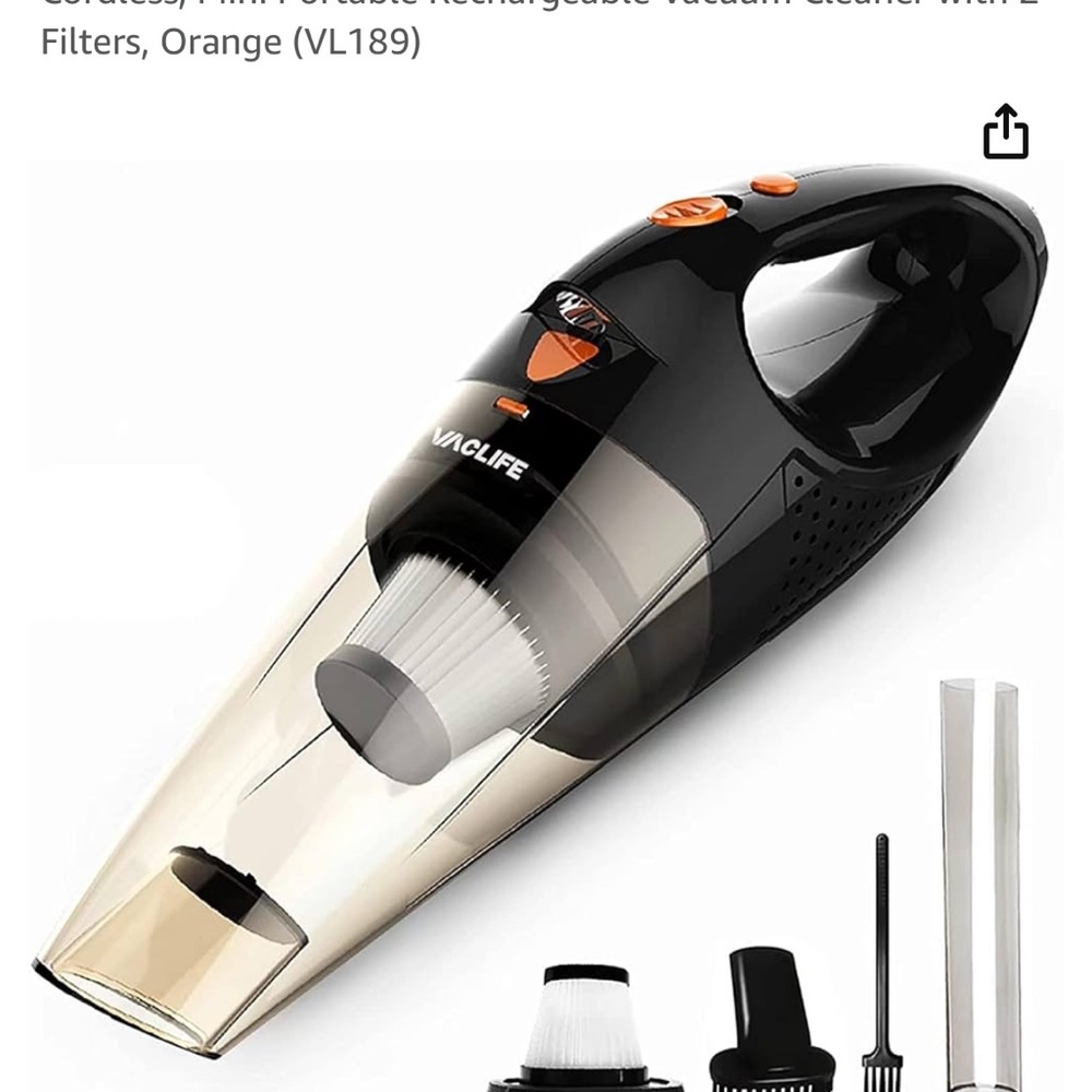 VacLife Handheld Vacuum, Rechargeable Vacuum Cleaner with 2 Filters, Orange